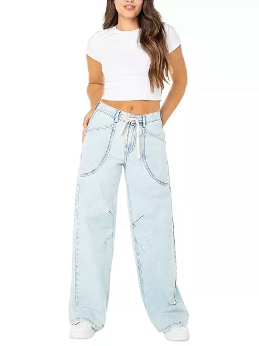 Celebrity Pink Juniors' Blue Light Wash High Rise Wide Leg Jeans 11/30